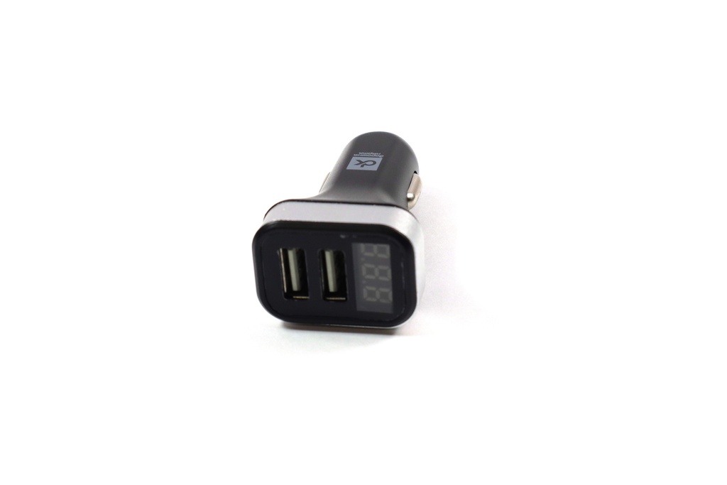 Автомобільний зарядний пристрій 2USB (12 / 24V - 5V 2,4A), LED Display, чорне <ДК>