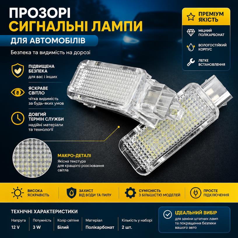 Плафон підсвічення бардачка, багажника, дверей LED Audi, Skoda, Fabia, Octavia, VW, Golf4/5/6, Tiguan, Touareg, Transporter, Phaeton, Eos, Porsche 
