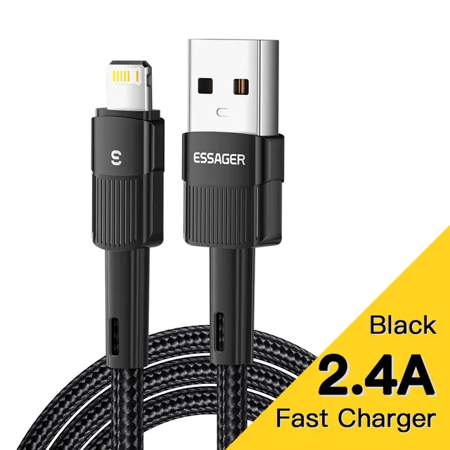 USB-кабель Essager для быстрой зарядки iPhone 11 12 13 Pro Max Mini Xs Xr X SE 8 7 6 Plus 6s 5 5S 2,4A, провод для зарядного устройства для iPhone (1м длина)