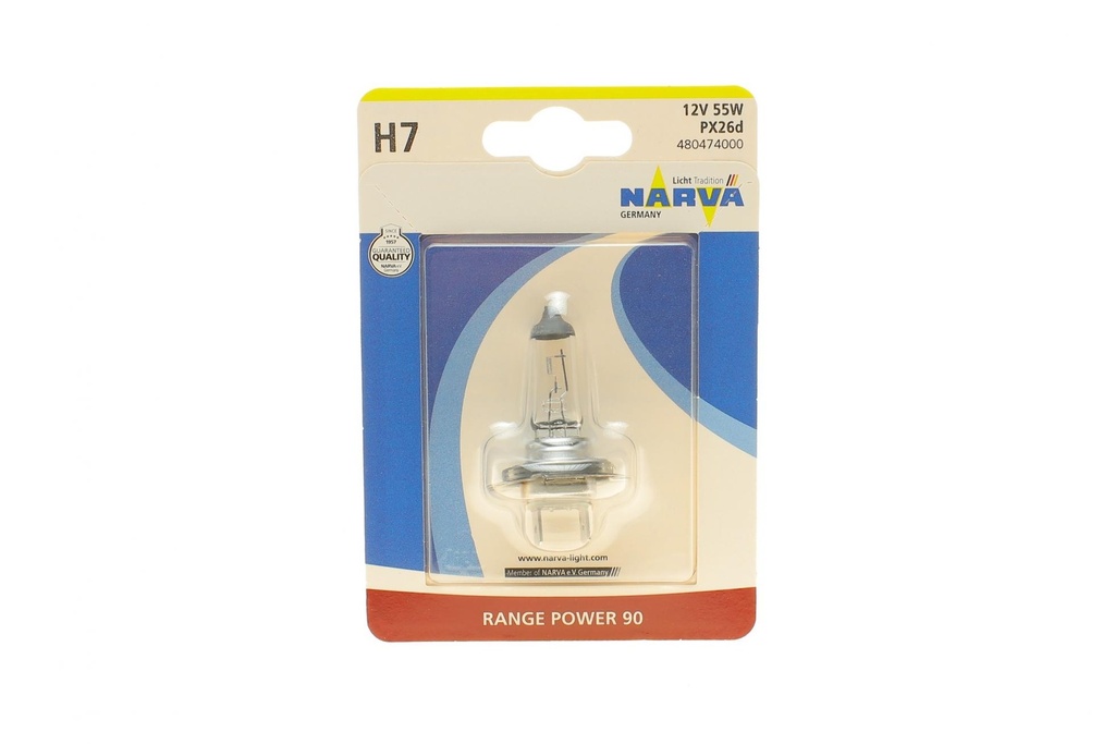 Автолампа H7 12V 55W PX26d Range Power 90 (блистер/1шт)