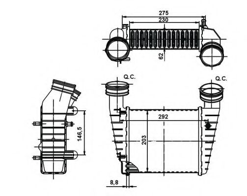 Радіатор інтеркулера VW Passat 1.9/2.0 TDI 00-05