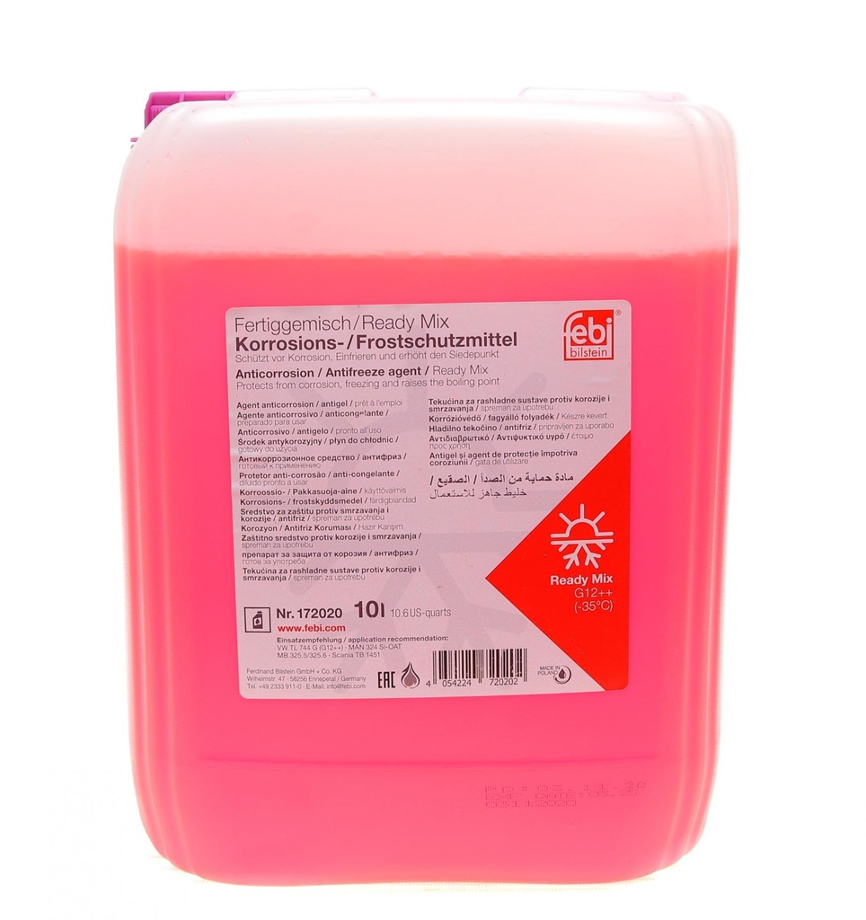 Антифриз (фиолетовый) Readymix G12 Plus Plus (10 л) (MB325.5/MB325.6) (-35°C готовый к применению)