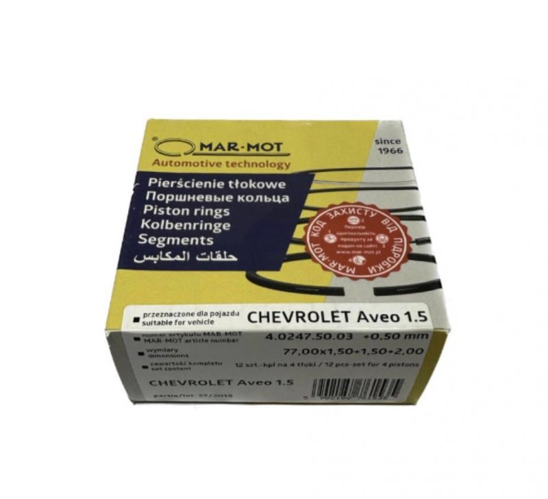 Кольца поршневые Aveo  76.5 STD   1.5-1.5-2
