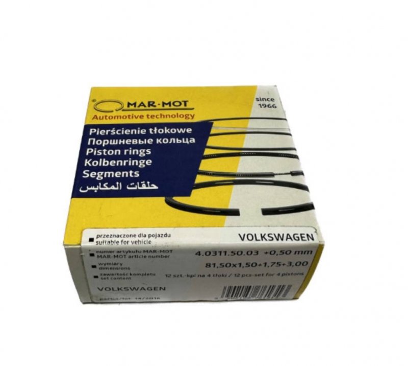 Кольца поршневые Audi /Volkswagen/Seat/Skoda 81.50 +0.5 1.5-1.75-3   Комплект