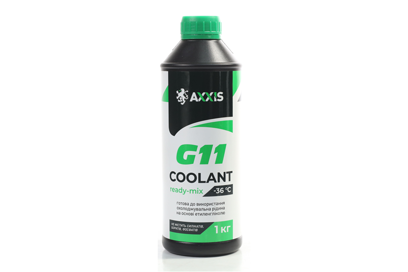 Антифриз GREEN G11 Сoolant Ready-Mix -36°C<AXXIS> (зелений) (Каністра 1кг)