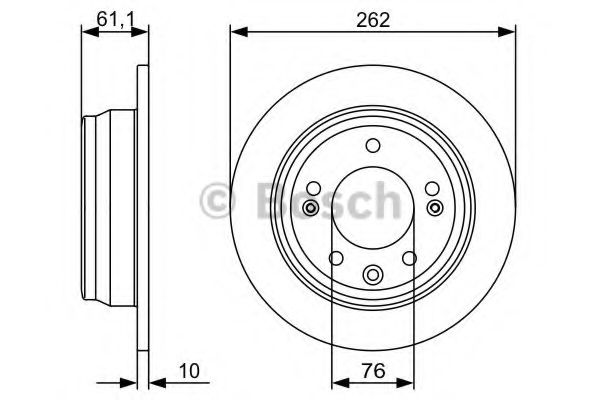Диск гальмівний HYUNDAI i30 (FD) (10/07-11/11) задн. (вир-во Bosch)