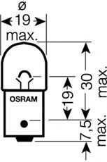 Лампа допоміжн. освітлення R10W 12V 10W ВА15s (вир-во OSRAM)