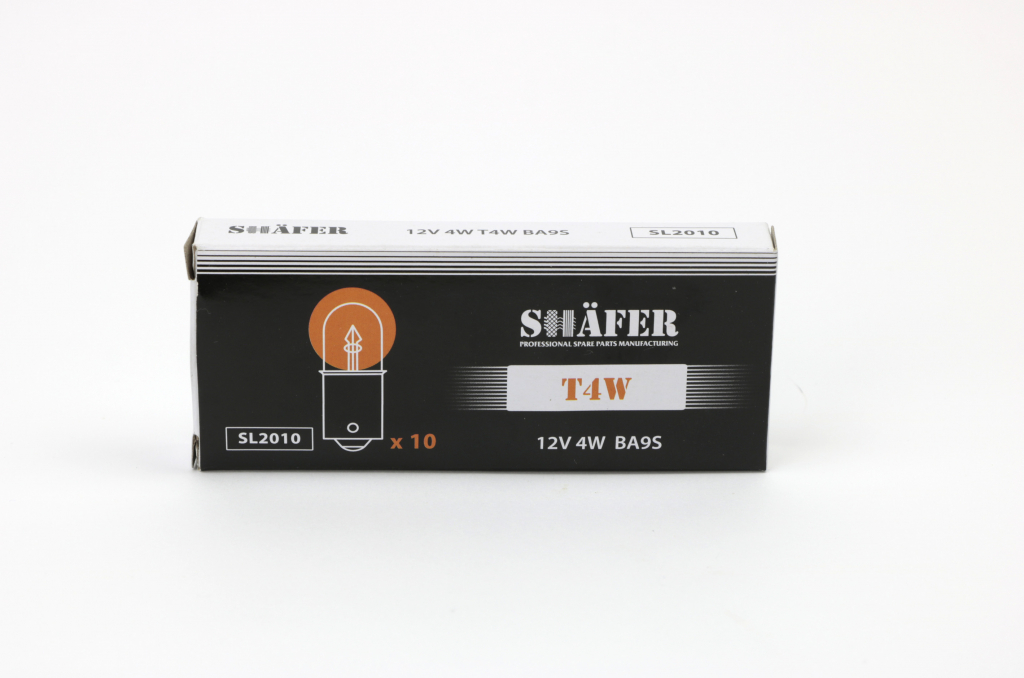 Лампа накаливания 12V 4W T4W BA9S (картонная упаковка по 10шт)