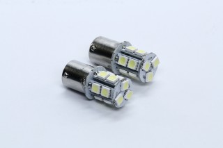 Лампа LED указателей поворотов и стоп-сигналов (13SMD) BA15S 12V WHITE 2шт. блистер <TEMPEST>