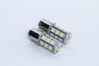 Лампа LED покажчиків поворотів і стоп-сигналів (18SMD) BA15S 12V WHITE 2шт. блістер <TEMPEST>