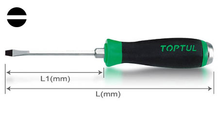 Отвертка шлицевая 10.0 x 200mm (с шестигранником ударная) (TOPTUL)
