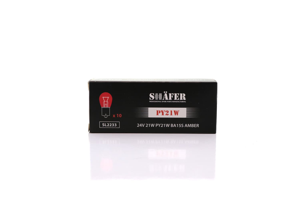 Лампа накаливания 24V 21W PY21W BA15S AMBER (картонная упаковка по 10шт)