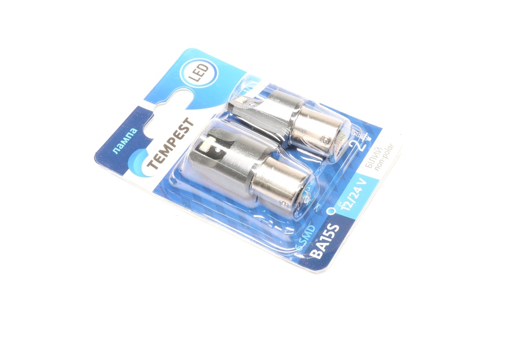 Лампа LED указ. поворотов и стоп-сигн. 12 / 24V BA15S 6SMD Non-polar WHITE 2шт. блистер