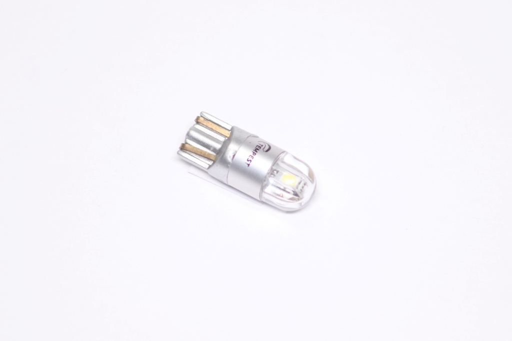 Лампа LED б/ц  габарит,панель приладів, салон 12V T10 (W5W) w2.1x9.5d 2SMD N.P WHITE  <TEMPEST>