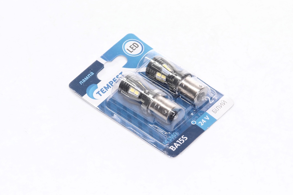 Лампа LED покажчиків поворотів і стоп-сигналів 24V BA15S 14SMD WHITE <TEMPEST>
