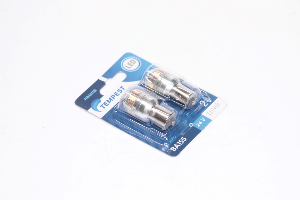 Лампа LED покажчиків поворотів і стоп-сигналів 24V BA15S 15SMD WHITE <TEMPEST>