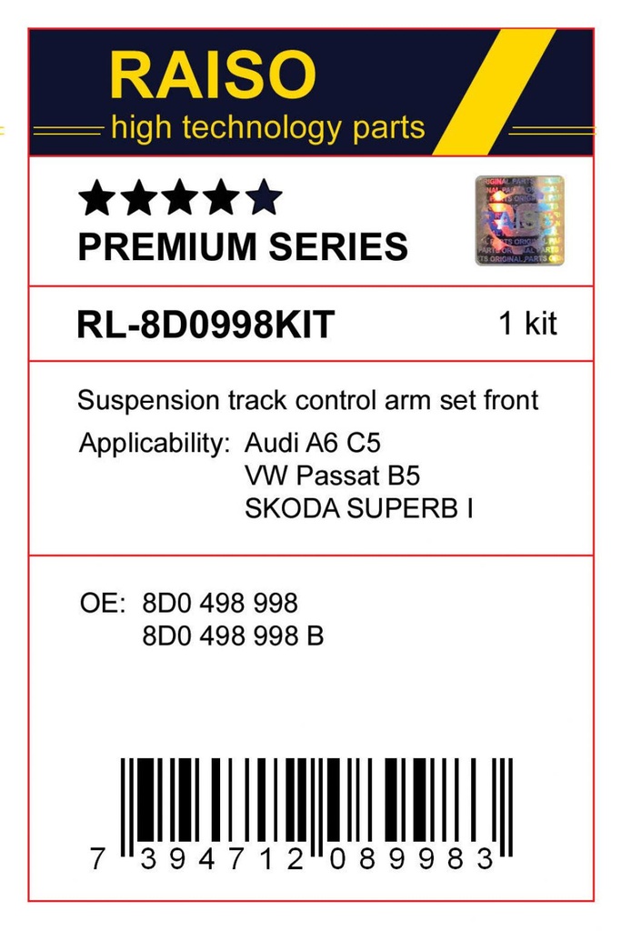 К-кт рычагов подвески перед. Audi A6 C5/Superb I/Passat B5 (с толстым пальцем, конус 21мм)