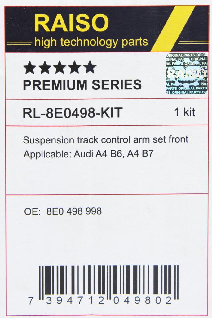 К-кт важелів підвіски перед. Audi A4 B6, B7 01- (з тонким пальцем, конус 16мм)