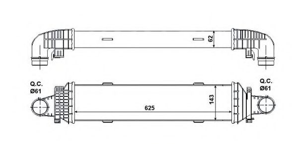 Радіатор інтеркулера MB C-class (W204)/E-class (W212) 08-16 (OM651/OM642/M274)