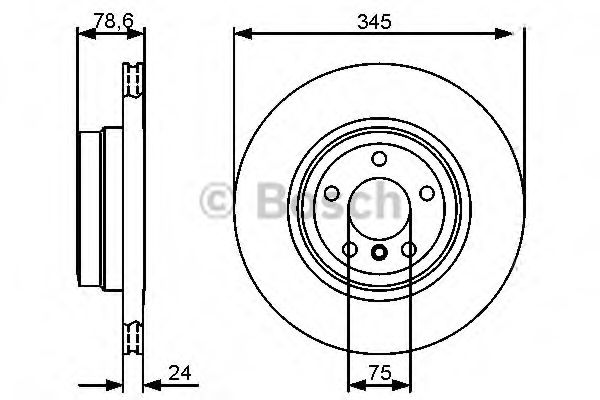 Диск тормозной (задний) BMW X5 (E70/F15/F85) 4.8-5.0/3.0d 06-13 (345x24) M57/N55/N57/N62/N63