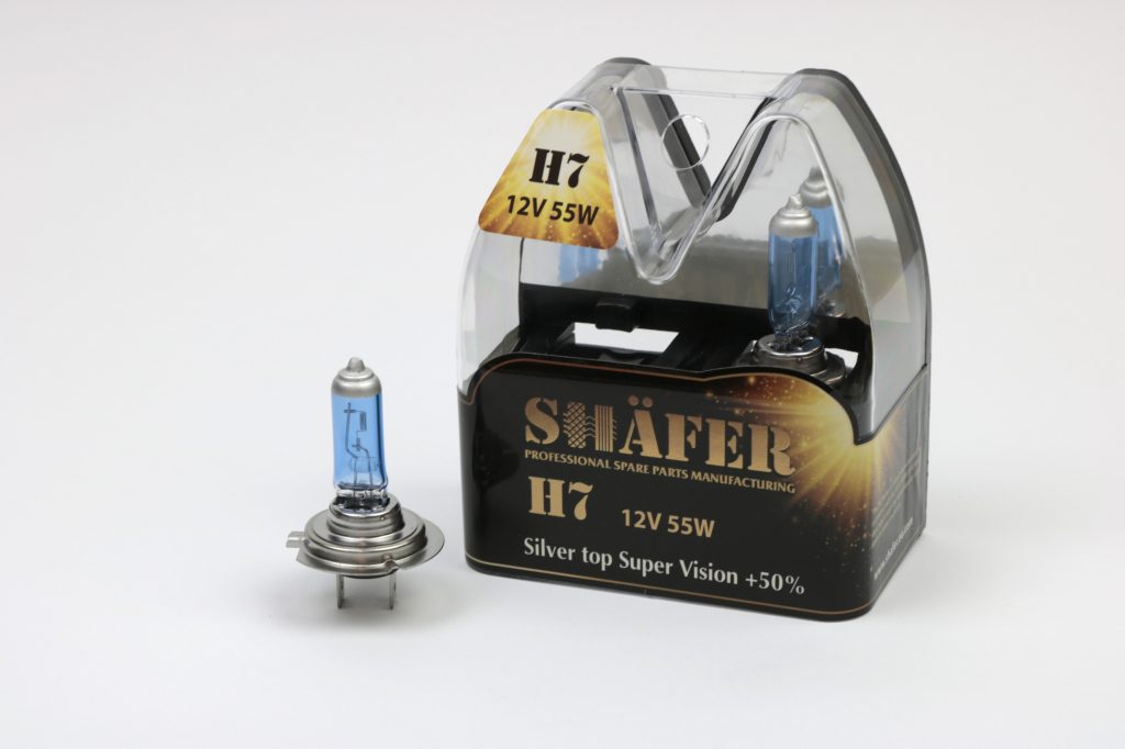 Лампа галогенова H7 12V55W Silver top Super Vision +50% (комплект, пластиковий бокс  2шт)