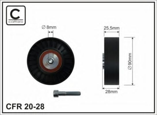90x8x25 Ролик паска приводного Audi 100, 80, Cabriolet, Coupe 2.0-2.8 12.90-08.00