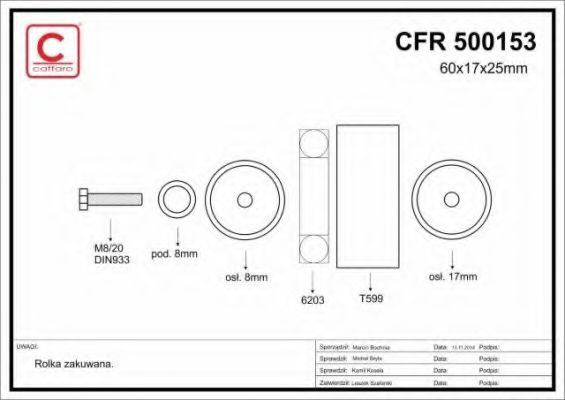 60x17x25 metal Ролик паска приводного Dacia Dokker, Logan Renault Laguna III, Logan 1.4/1.6 09.04-