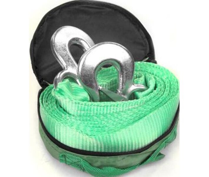 Трос буксировочный лента 50мм, 3т. 5м. С-крюк, зеленый