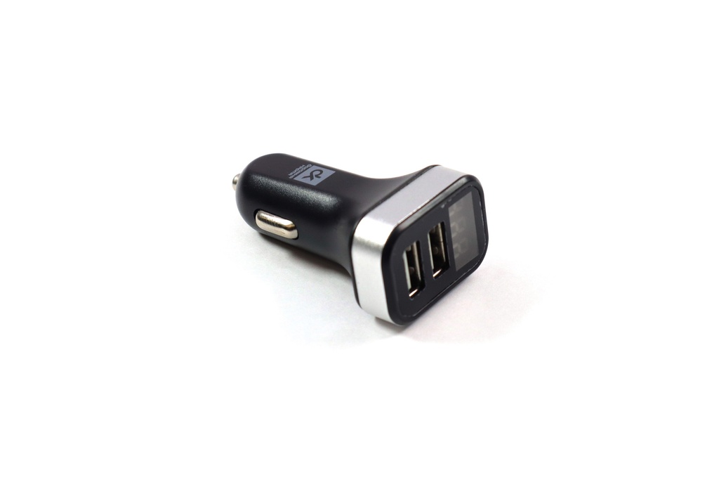 Автомобільний зарядний пристрій 2USB (12 / 24V - 5V 2,4A), LED Display, чорне <ДК>