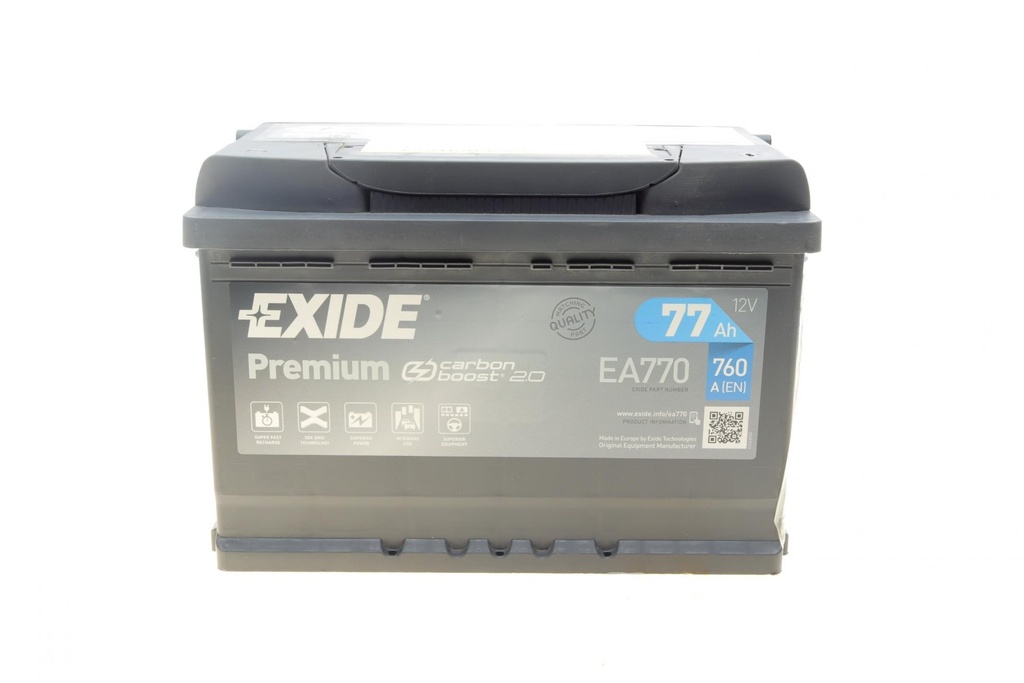 Аккумулятор 77Ah-12v Exide PREMIUM(278х175х190),R,EN760