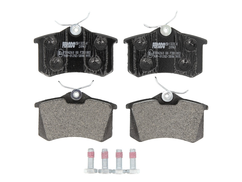 Комплект гальмівних колодок задн (з гвинтами гальмівного супорта), AUDI A1, A2, A3, A4 B5, A4 B6, A4 B7, A6 C5, A8 D2, ALLROAD C5; CITROEN BERLINGO, BERLINGO/MINIVAN, C2 08.83-