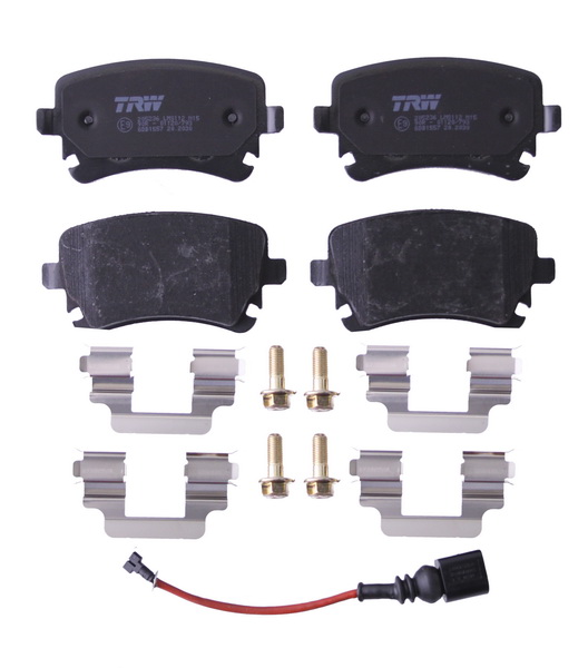 Комплект гальмівних колодок задн , VW CALIFORNIA T5 CAMPER, CALIFORNIA T6 CAMPER, MULTIVAN T5, MULTIVAN T6, TRANSPORTER T5, TRANSPORTER T6, TRANSPORTER T6 / CARAVELLE T6 1.9D-Electric 04.03-