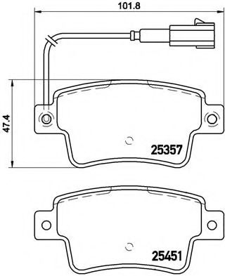 Комплект тормозных колодок задн Abarth Grande Punto, Punto, Punto Evo Fiat Grande Punto, Punto, Punto Evo 0.9-1.6D 05.08-
