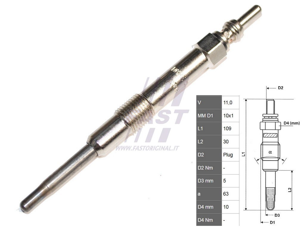 Свічка розжарювання (11V) Fiat Doblo, Punto, 1,9 Multijet 00-