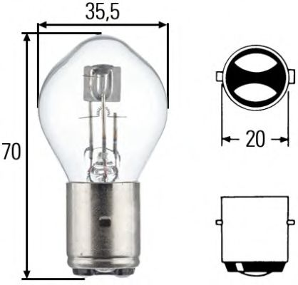 Лампа 12V S2 45/40W BA20d