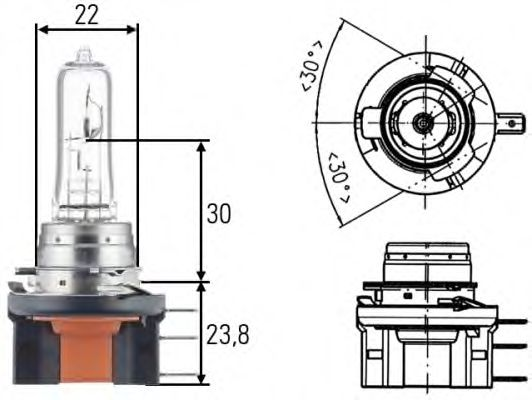 Лампа 12V H15 15/55W PGJ23t-1
