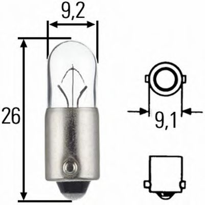 Лампа 12V T4W 4W BA9s