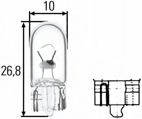Лампа 12V W3W 3W W2.1x9.5d