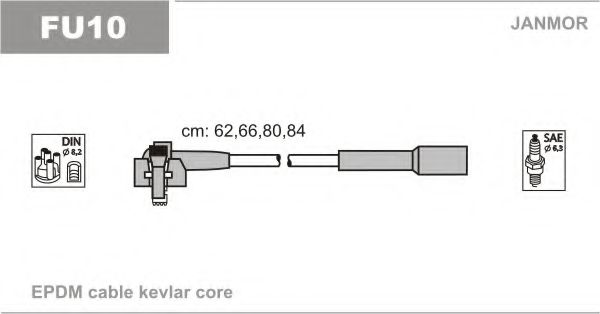 Комплект высоковольтных проводов Ford Escort, Fiesta, Orion 1.1, 1.3
