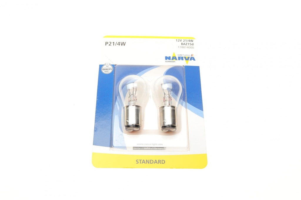 Автолампа P21/4W 12V 21/4W BAZ15d Standard (блистер/к-кт 2 шт.)