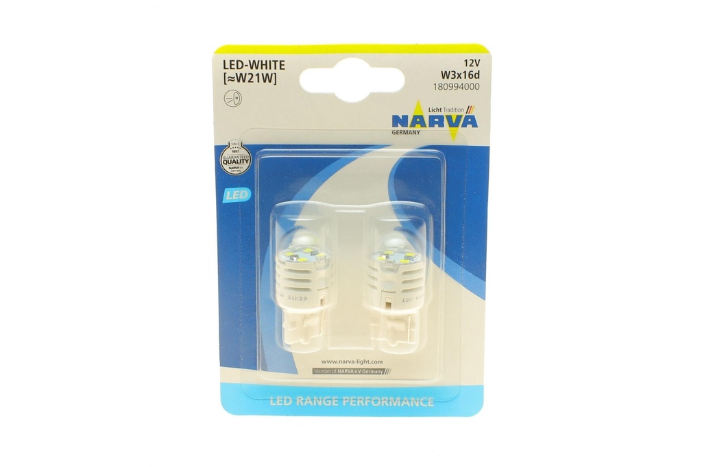 Автолампа W21W 12V 21W W3x16d (LED) (белая) (к-кт 2шт) (снято с производства)