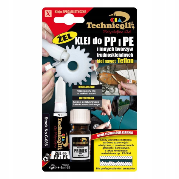 Клей ціаноакриловий пластиковий PP/PE/PTFE 4g+4ml блістер флакон гель