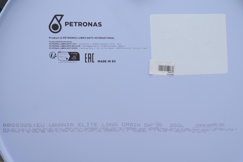 Олива 5W30 URANIA ELITE LONG DRAIN (200L) (APICK-4/CJ-4/ACEA E8/E7/E11) (MB 228.51/MB 228.52/MB 228.31/MAN M3677)