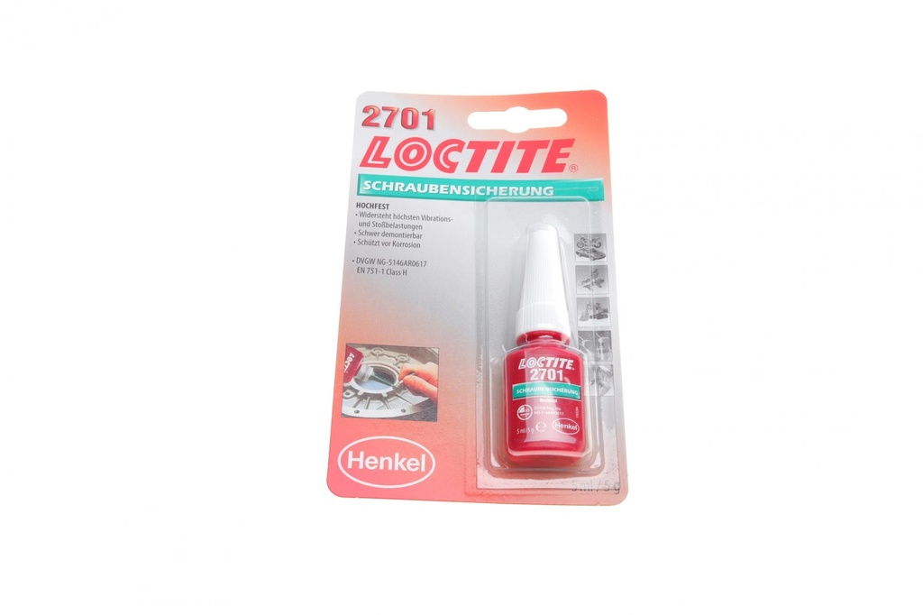 LOCTITE 2701, 5ML Фиксатор резьбы (зеленый) (высокой фиксации) (не для актив. металлов)