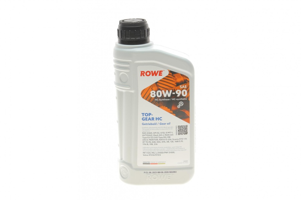Масло 80W90 HIGHTEC TOPGEAR HC (1L) (MB 235.0/MAN 341 Type E2/ZF TE-ML 02B) (API GL-4/GL-5) (желтый)