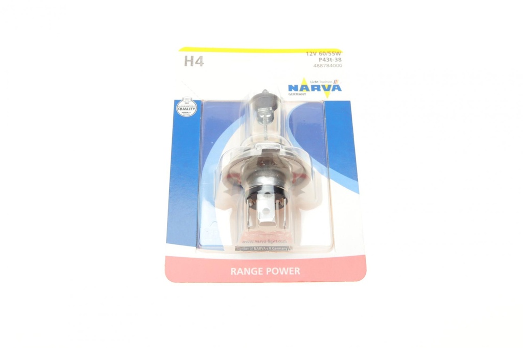 Автолампа H4 12V 60/55W P43t Range Power (+30%) (блистер/ 1шт)