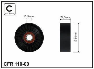 Ролик натяжного механізму поліклинового ремня Chrysler Voyager II/III, Dodge Caravan 3.0 01.90-03.01   90x17x29,5