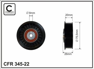 Ролик проміжний поліклинового ремня Audi A4/A6, Skoda Superb I, VW Bora/Golf IV/Passat 1.9D/2.0D 08.98-03.08   75,5x8x20