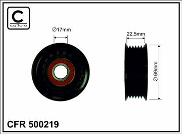 Ролик проміжний поліклинового ремня Ford B-Max/C-Max/II/Fiesta VI/VII/Focus II/III/Grand C-Max/Ka+/Tourneo Connect V408, Volvo C30/S40 II/V50 1.0-2.0LPG 04.04-   69x17x22,5