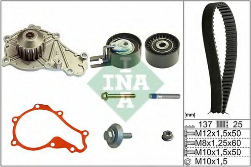 [530 0375 30] Комплект ГРМ + помпа Citroen Berlingo/Peugeot Partner 1.6HDI (z=137)